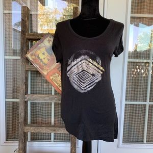 We the free asymmetrical black graphic tee shirt